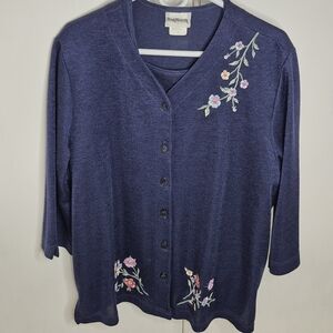 Bon Worth Women's Embroidered Sweater Set Size M, L